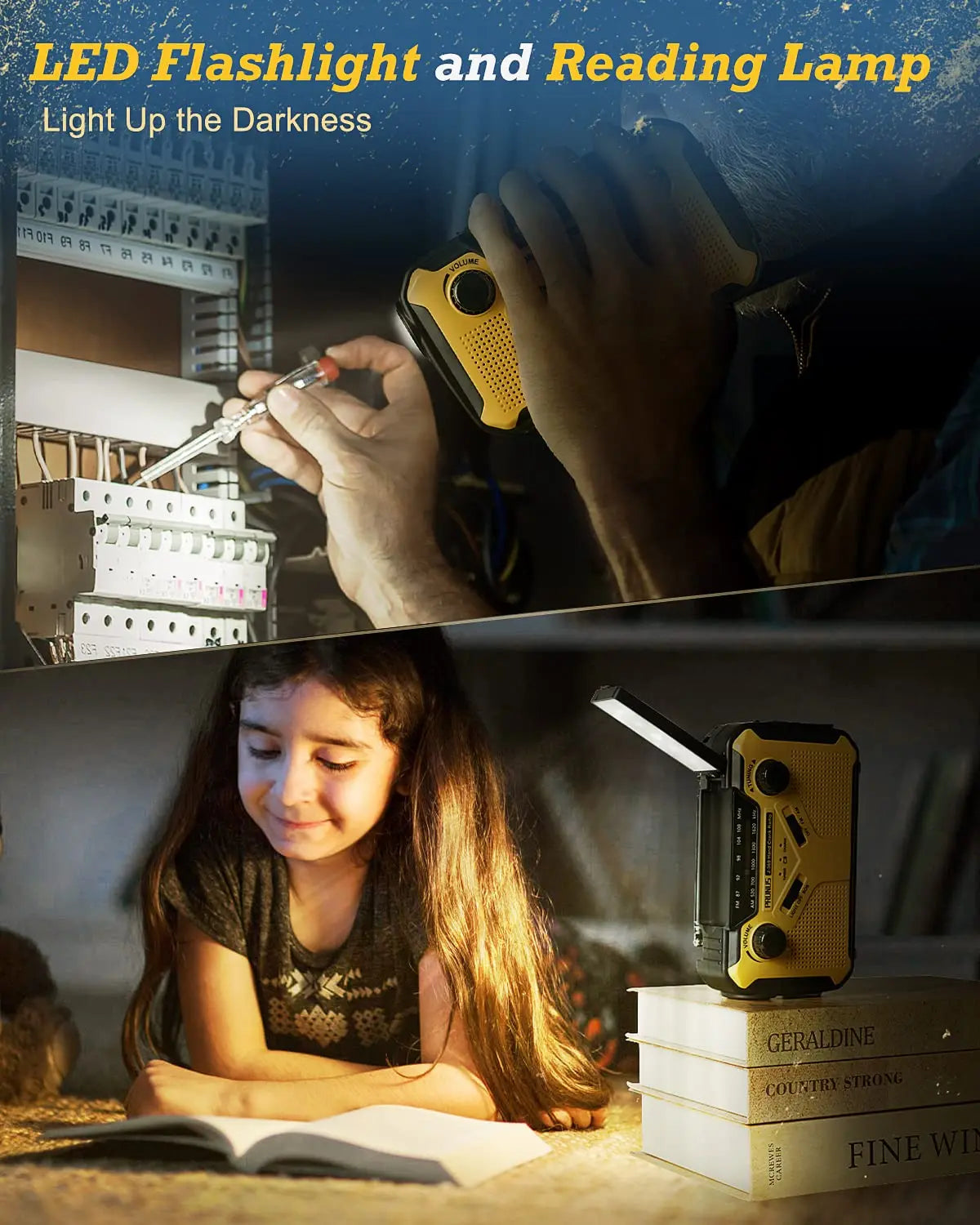 PowerRadio | Noodradio AM/FM Draagbare Radio Zonnelamp Handzwengel USB AA Oplaadbare Zaklamp Leeslamp SOS Alarm voor Noodsituaties
