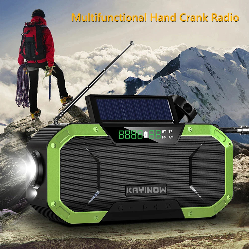 Radiovox | Draagbare Noodradio met AM/FM, Zonne- en Handkruk, USB-oplaadbaar, Oplaadbare AA-batterijen