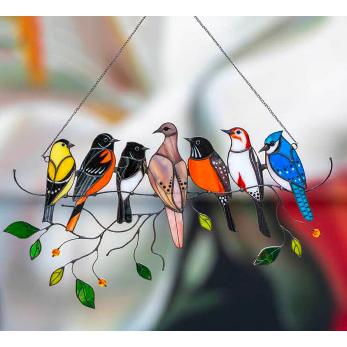 Gebrandschilderd glas vogel Suncatcher - Francia