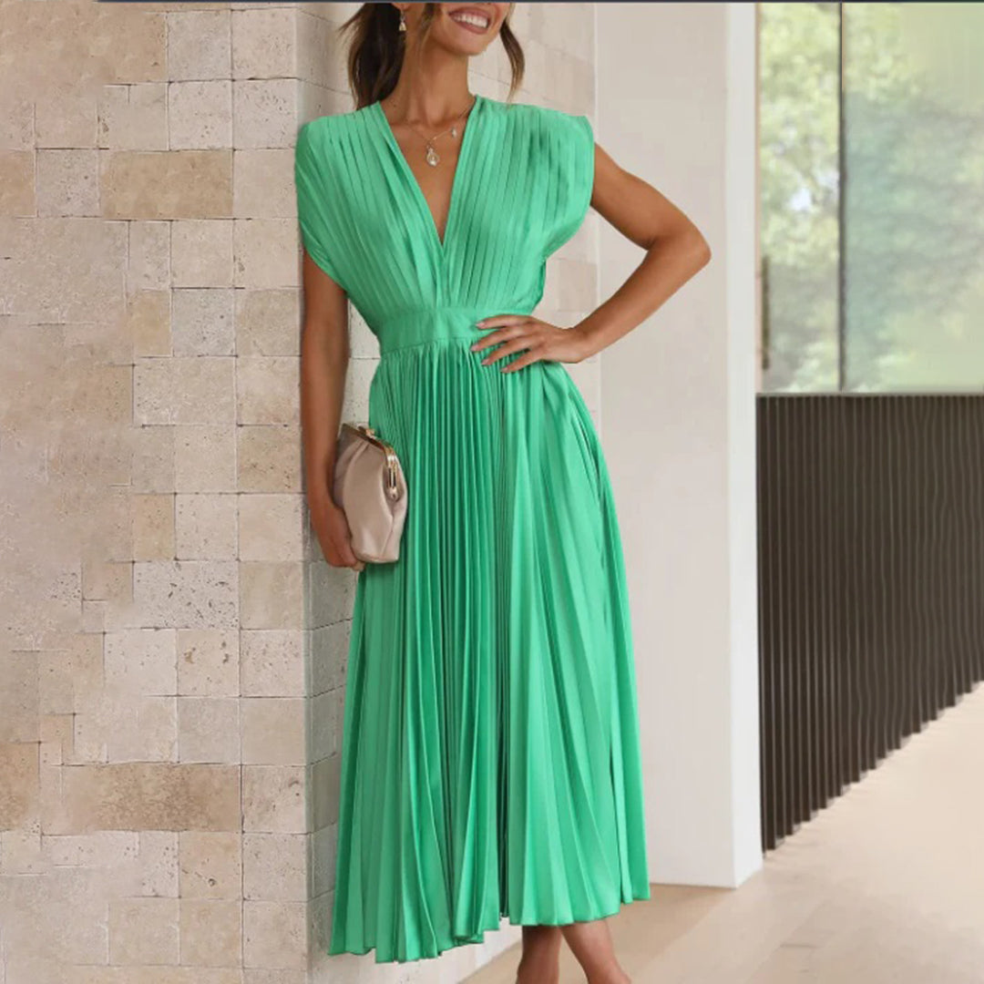 Elektrisch Geplooide Maxi Jurk voor Dames | Elegante & Veelzijdige Zomerjurk - Vilmina
