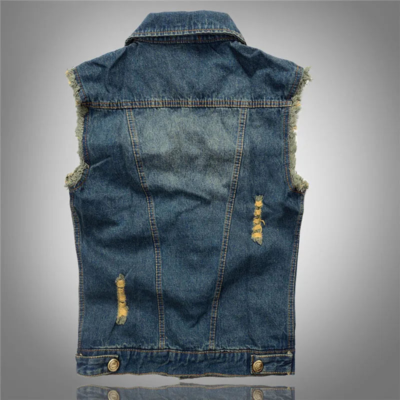 Heren Washed Mouwloos Hip Hop Denim Vest | Retro Streetwear Stijl - Kaizer