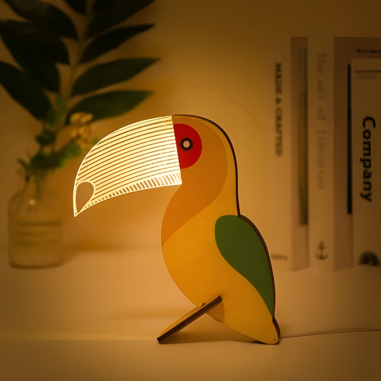 Houten acryl tafellamp met dieren LED nachtlampje - Grizzy