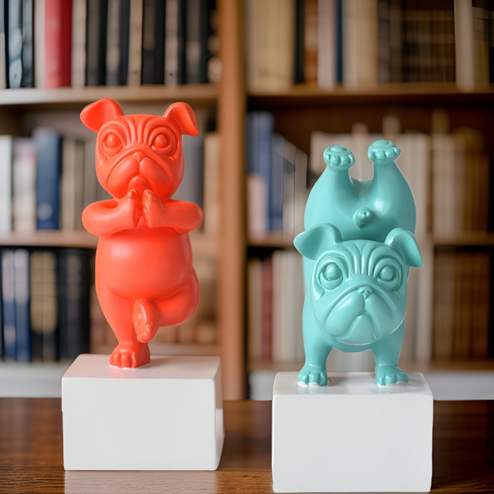Abstract yoga bulldog beeldje voor speelse huishoudens - Poetor