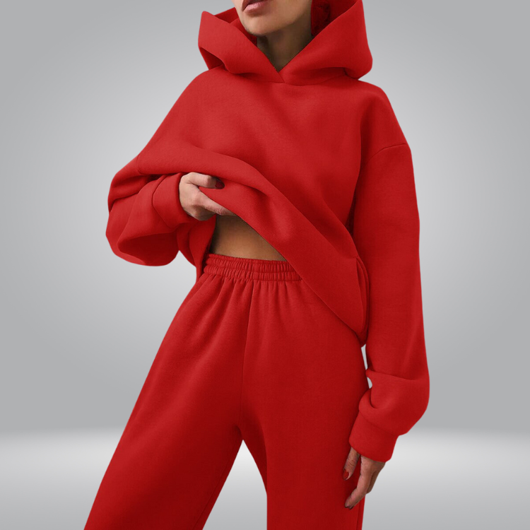 Comfortabele en stijlvolle tweedelige loungewearset voor dames | Trui met capuchon en joggingbroek - Briella