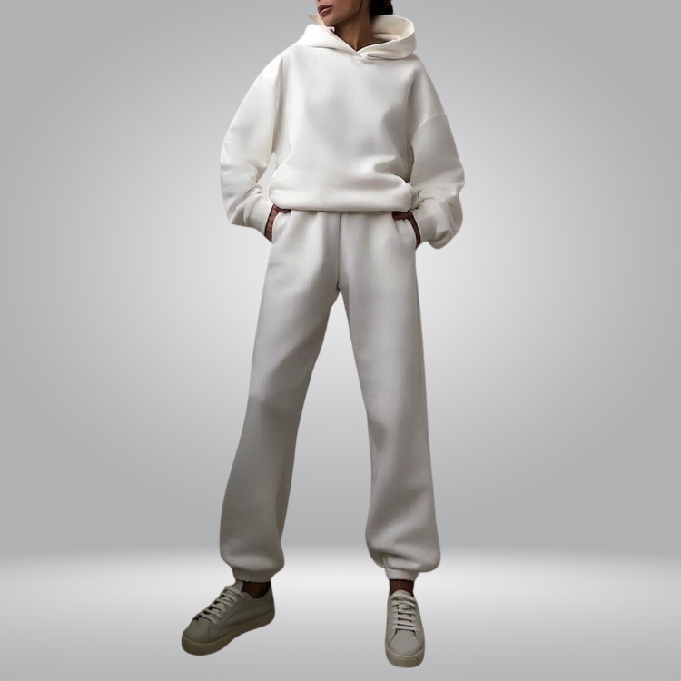 Comfortabele en stijlvolle tweedelige loungewearset voor dames | Trui met capuchon en joggingbroek - Briella