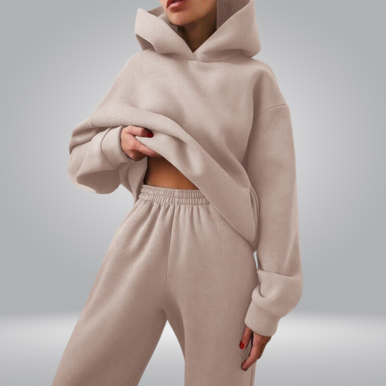 Comfortabele en stijlvolle tweedelige loungewearset voor dames | Trui met capuchon en joggingbroek - Briella
