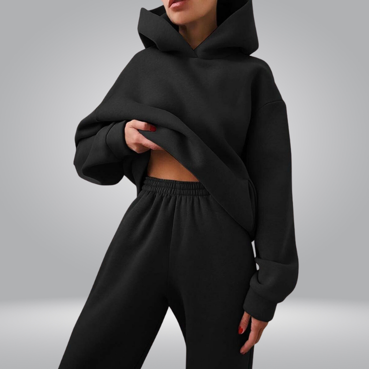 Comfortabele en stijlvolle tweedelige loungewearset voor dames | Trui met capuchon en joggingbroek - Briella
