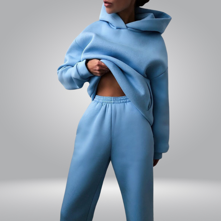 Comfortabele en stijlvolle tweedelige loungewearset voor dames | Trui met capuchon en joggingbroek - Briella