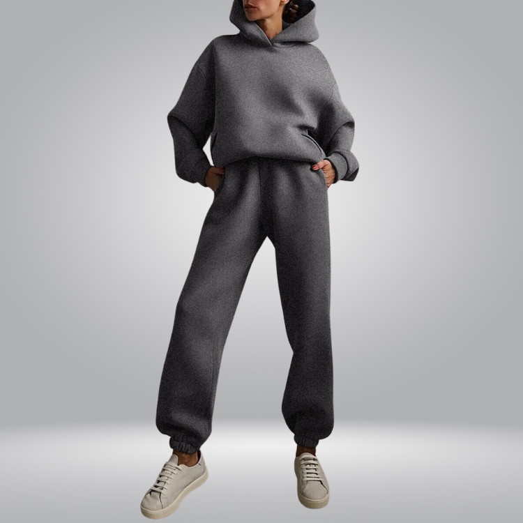 Comfortabele en stijlvolle tweedelige loungewearset voor dames | Trui met capuchon en joggingbroek - Briella