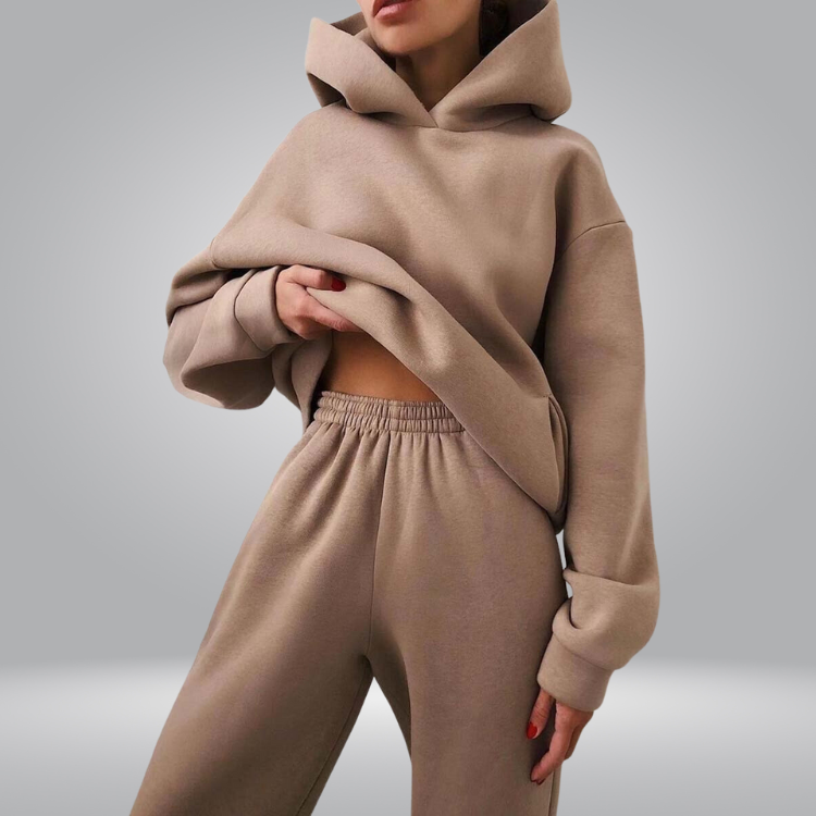Comfortabele en stijlvolle tweedelige loungewearset voor dames | Trui met capuchon en joggingbroek - Briella