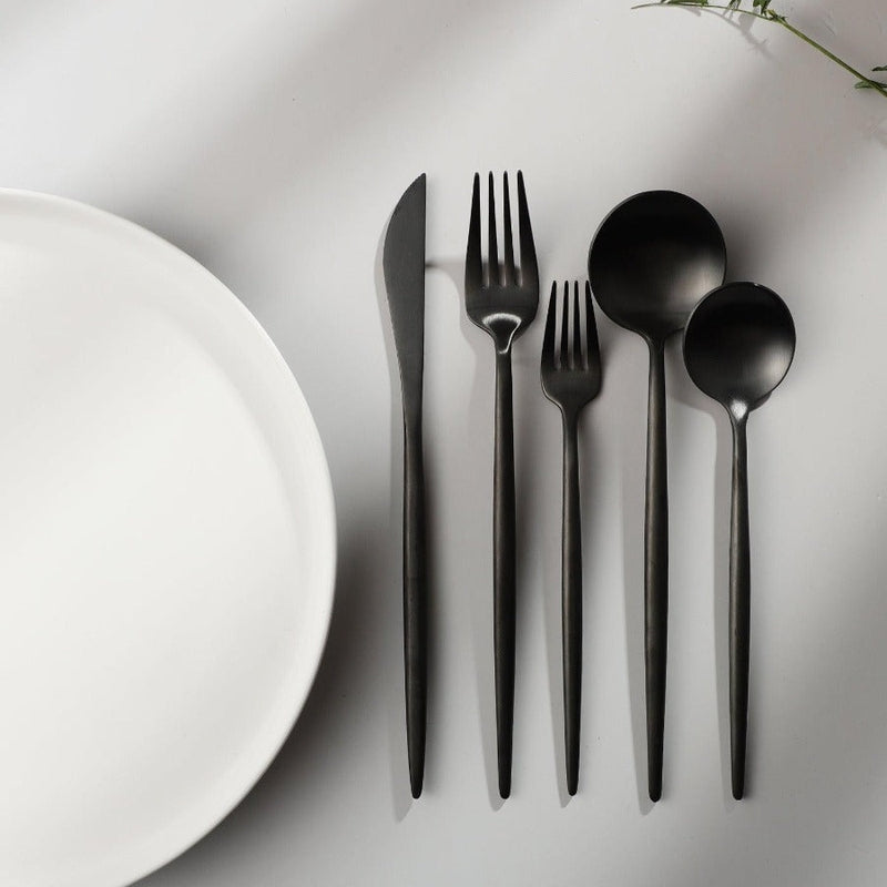 Lilac - Minimalistisch bestek set - Titanium en goud