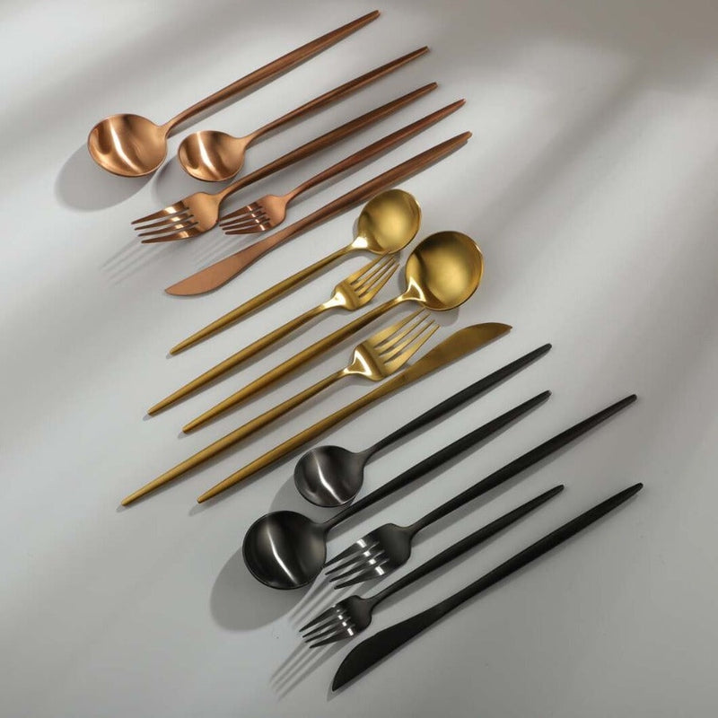 Lilac - Minimalistisch bestek set - Titanium en goud