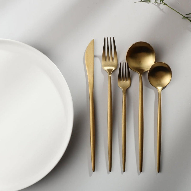 Lilac - Minimalistisch bestek set - Titanium en goud
