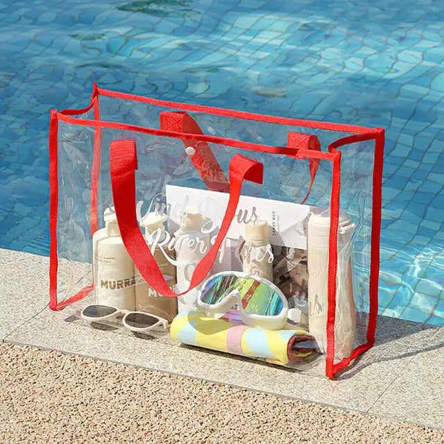 Invy - Trendy transparante strandtas, waterdichte grote schoudertas voor dames