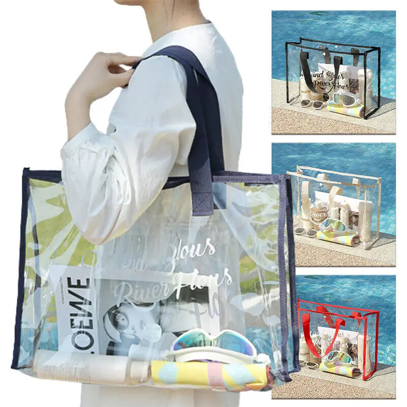 Invy - Trendy transparante strandtas, waterdichte grote schoudertas voor dames