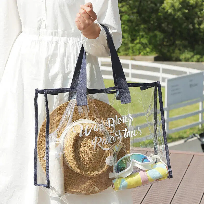 Invy - Trendy transparante strandtas, waterdichte grote schoudertas voor dames