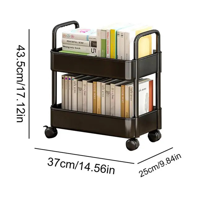 Mobiele Boekenplank kar met Wielen | Boekenopslag en Organisator - Dalton