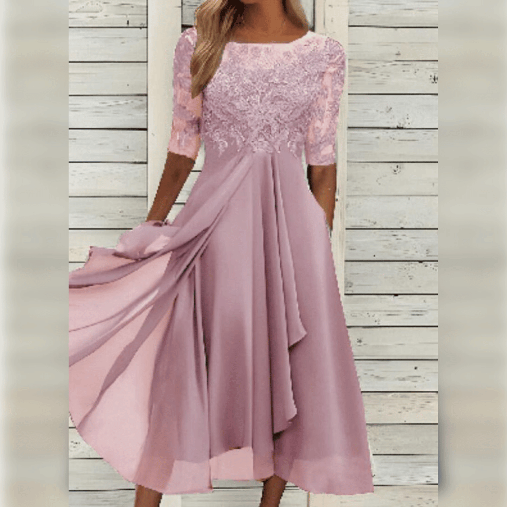 Midi Jurk met Kant Top | Elegante en Vrouwelijke Zomerjurk voor Speciale Gelegenheden - Dyra