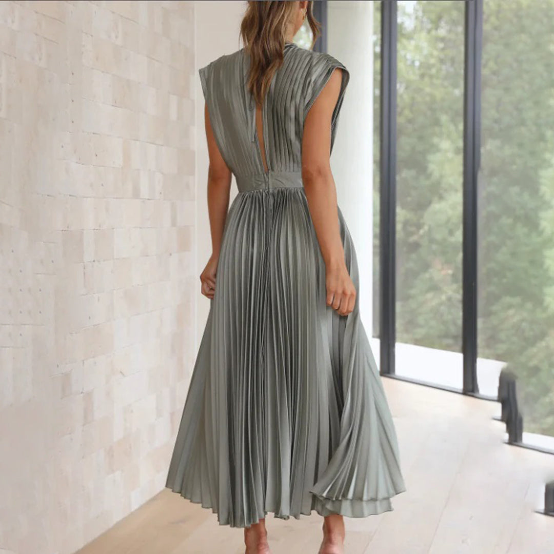 Elektrisch Geplooide Maxi Jurk voor Dames | Elegante & Veelzijdige Zomerjurk - Vilmina