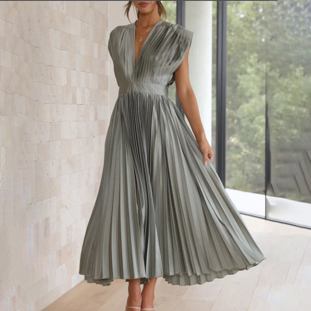 Elektrisch Geplooide Maxi Jurk voor Dames | Elegante & Veelzijdige Zomerjurk - Vilmina