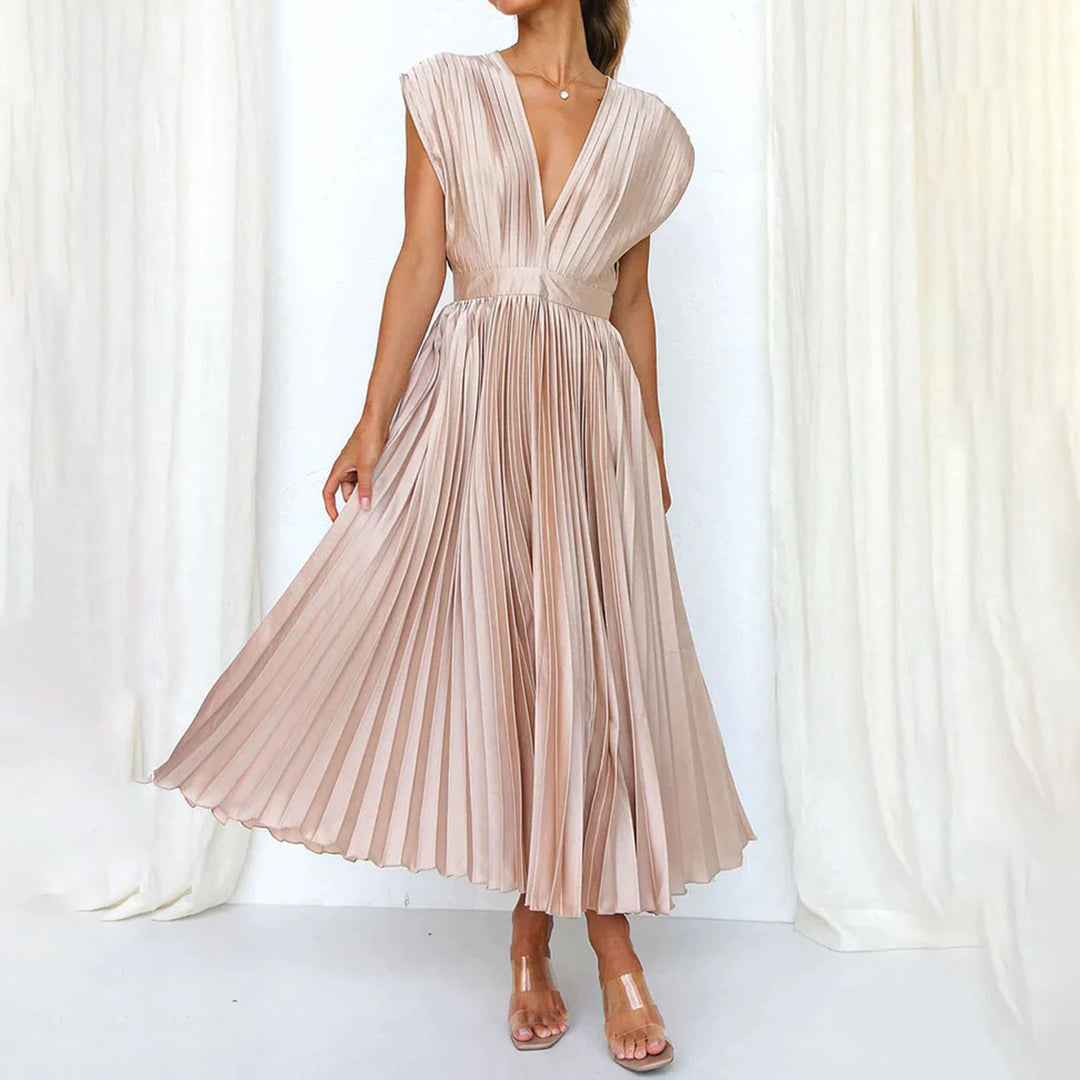 Elektrisch Geplooide Maxi Jurk voor Dames | Elegante & Veelzijdige Zomerjurk - Vilmina