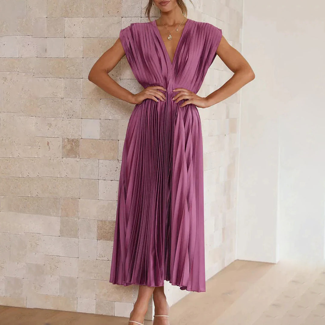 Elektrisch Geplooide Maxi Jurk voor Dames | Elegante & Veelzijdige Zomerjurk - Vilmina