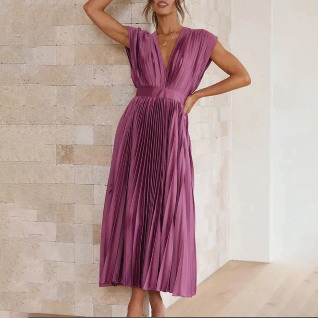 Elektrisch Geplooide Maxi Jurk voor Dames | Elegante & Veelzijdige Zomerjurk - Vilmina