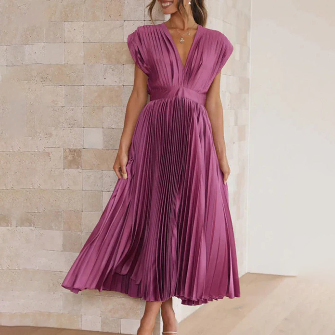 Elektrisch Geplooide Maxi Jurk voor Dames | Elegante & Veelzijdige Zomerjurk - Vilmina