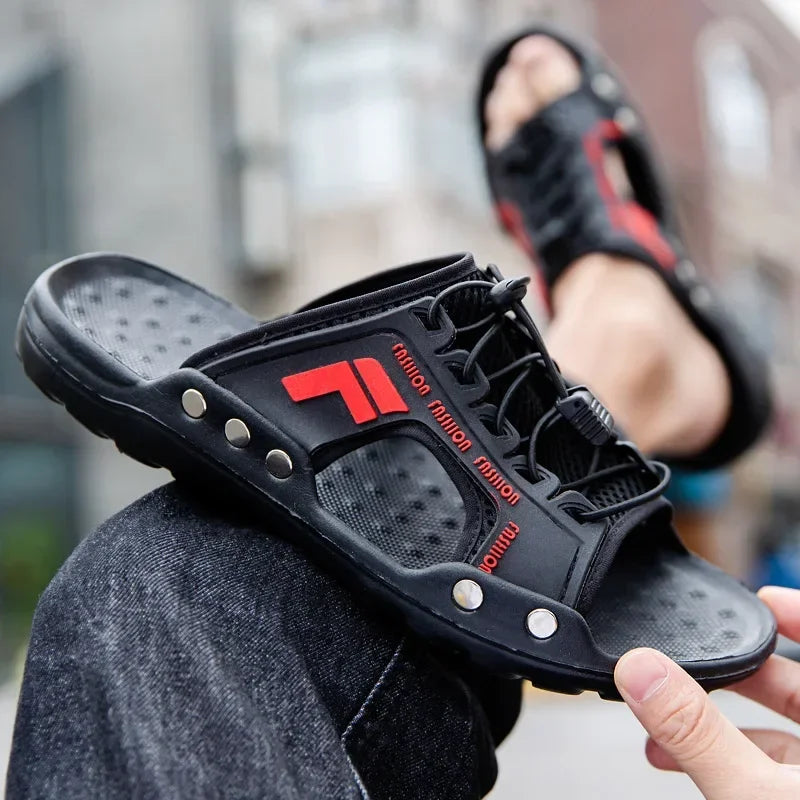 Ademend Strap Bad Schoenen voor Heren | Stijlvolle Leren Sandalen - Markuss