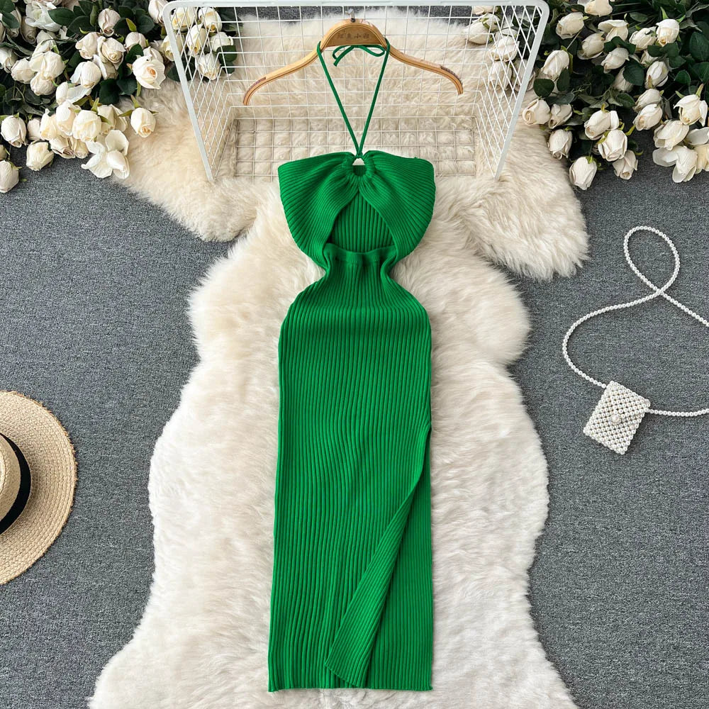 Modieuze Maxi Gebreide Rugloze Jurk voor Dames | Elegante Zomerjurk voor Feestjes - Tiennet