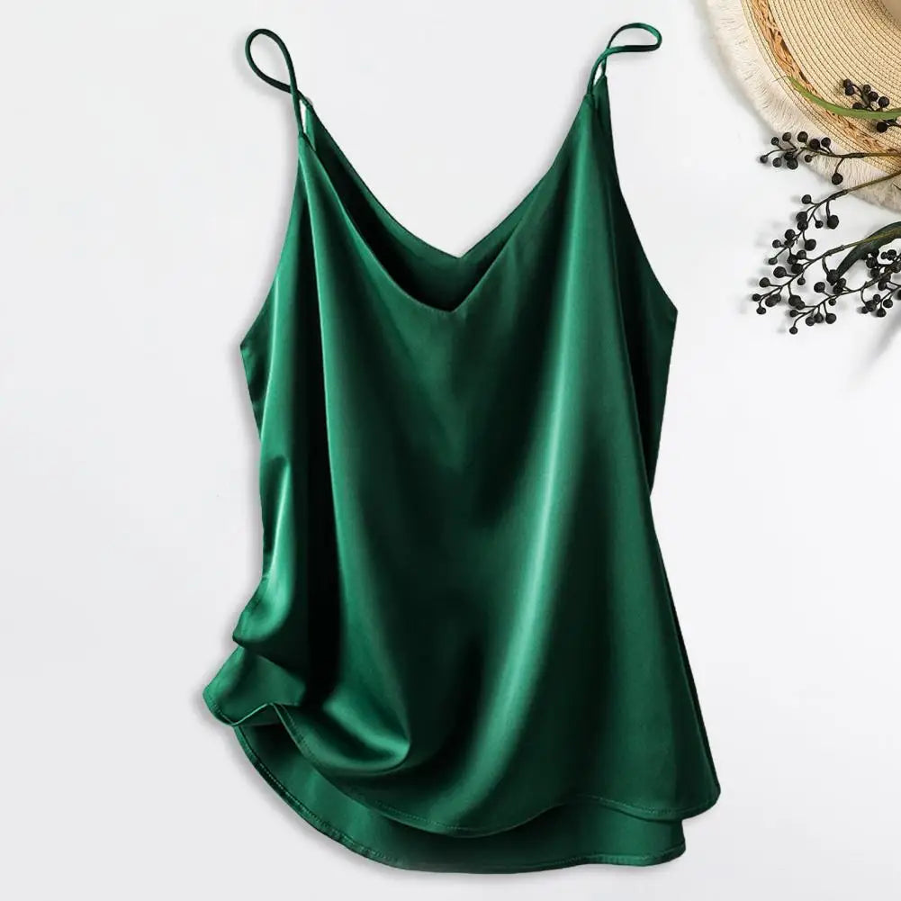 Dames Mouwloze Zijde Cami Top | Luxe Satijn met Spaghetti Bandjes - Alsheid