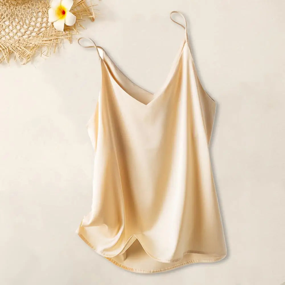 Dames Mouwloze Zijde Cami Top | Luxe Satijn met Spaghetti Bandjes - Alsheid