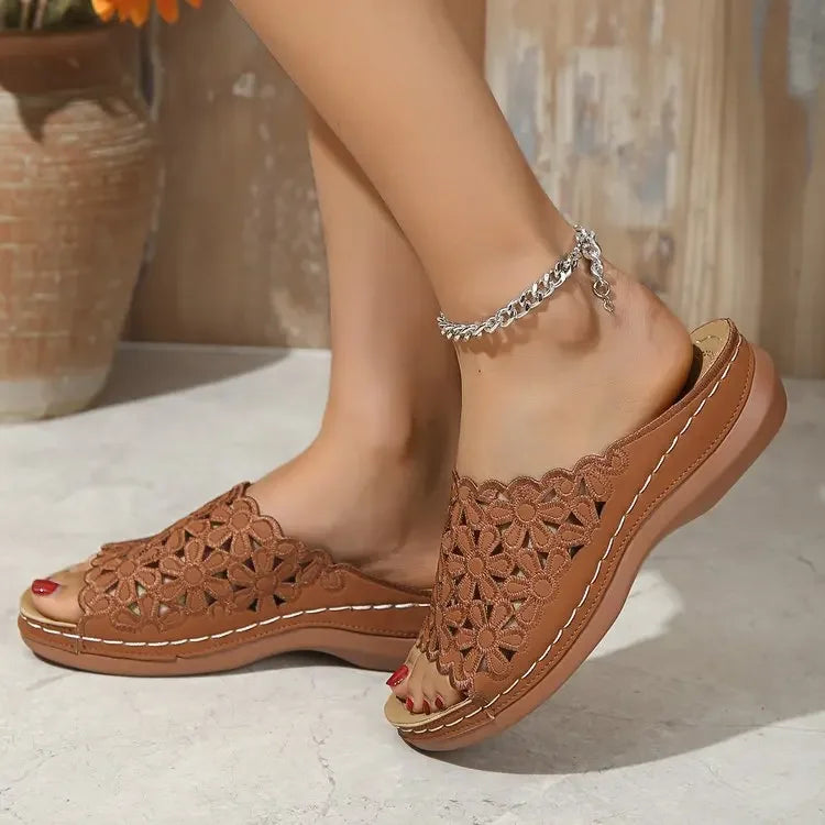 Bloemige Wigvormige Sandalen | Elegante en Ademend - Chanlie