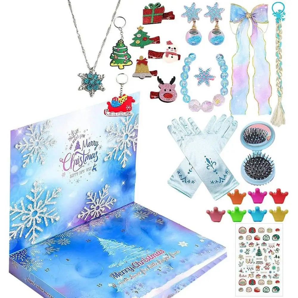 Kinderen princess advent kalender | Kerstmis Aftellen Kalender accessoires Gift Box | Meisjes sieraden set - Princess