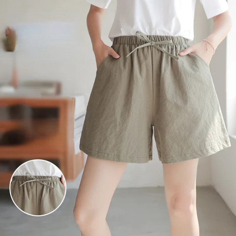 Dames Casual Hoge Taille Linnen Korte Broek | Sportief & Ademend | Zomer & Lente - Shawrae