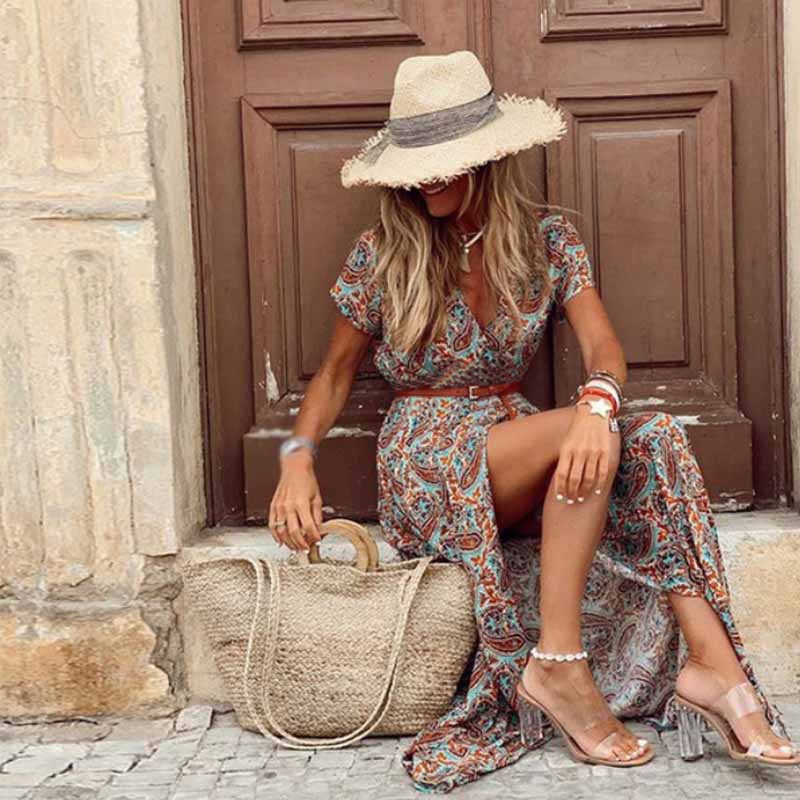 Elegante Boho-Chique Jurk | Straal in Zonovergoten Elegantie - Elra