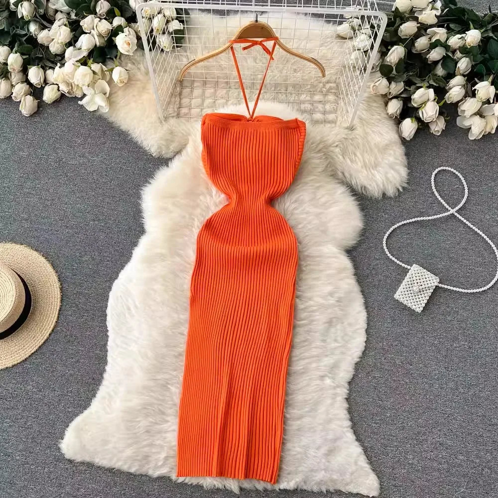Modieuze Maxi Gebreide Rugloze Jurk voor Dames | Elegante Zomerjurk voor Feestjes - Tiennet