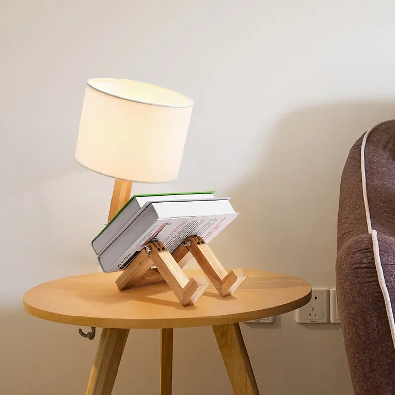 Verstelbare Houten Tafellamp | Boekenhouder functie - Rutan