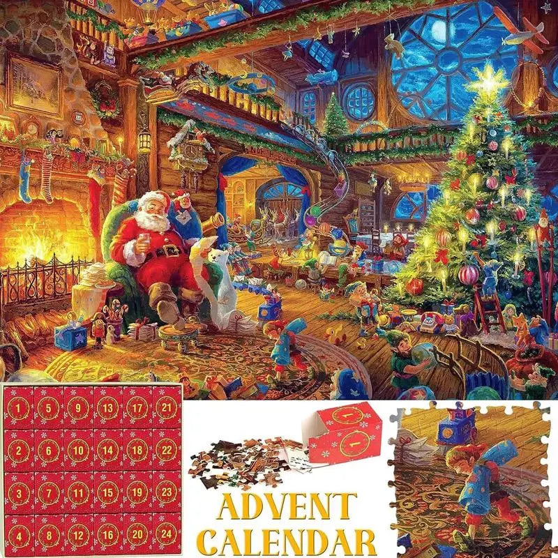Kerstman puzzel adventkalender | Kerstmis puzzel speelgoed verrassingscadeaus voor kinderen | Kerst advent kalender - Kertso