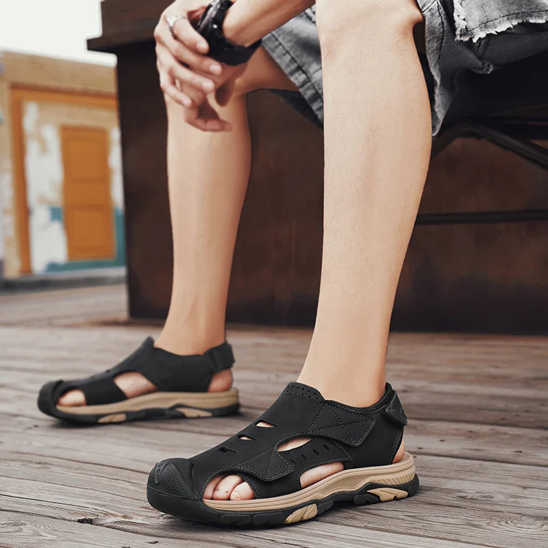 Ademende Leren Wandelsandalen voor Heren | Duurzame Openluchtsandalen voor de Zomer - Jawlins