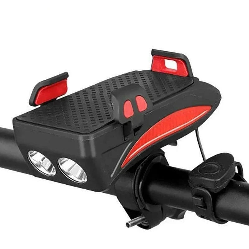 5-in-1 USB Oplaadbare LED Fietslamp met Zonnehoorn & Telefoonhouder | 4000mAh Zaklamp-Lantaarn voor Fietsen - CycleAlert