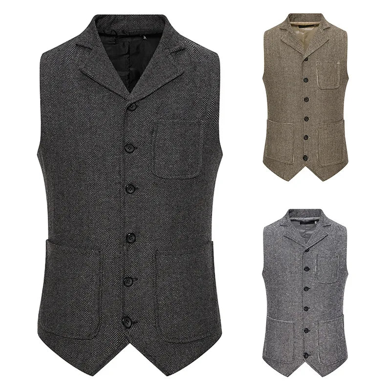 Stijlvolle Heren Herringbone Denim vest | Tijdloos Design voor Lente en Herfst - Aliston