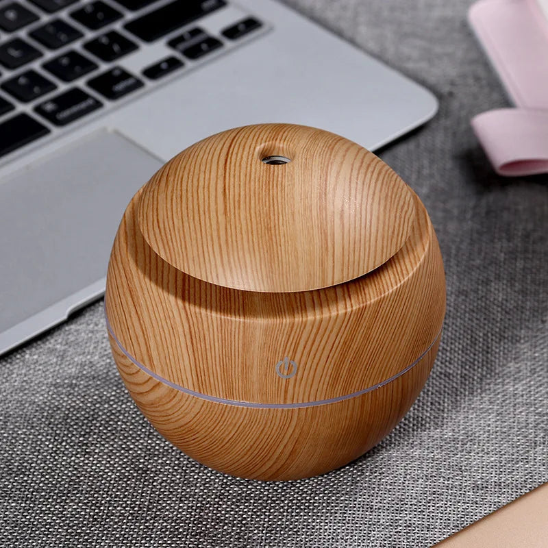130ML Ultrasone Aroma Diffuser | USB-Aangedreven, Houtnerf Design met LED Nachtlamp voor Ontspanning en Frisse Lucht - Gobind