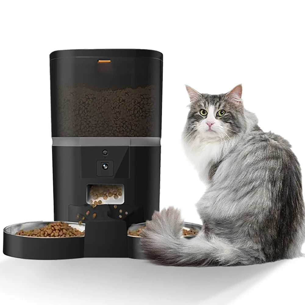 Slimme Voerbak voor Huisdieren met Camera | 4L Automatische Voerbak voor Honden en Katten met Timer en Dubbele Kommen - Dotson