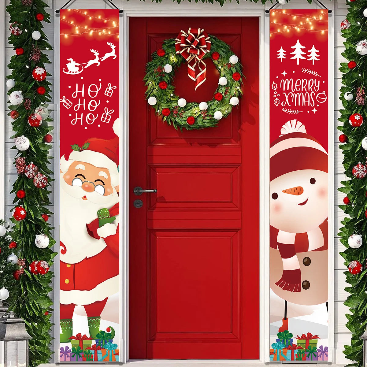Vrolijk Kerstmis Deur Banier Decor | Hangende Ornamenten Banier Home Kerstdecoratie - Noel