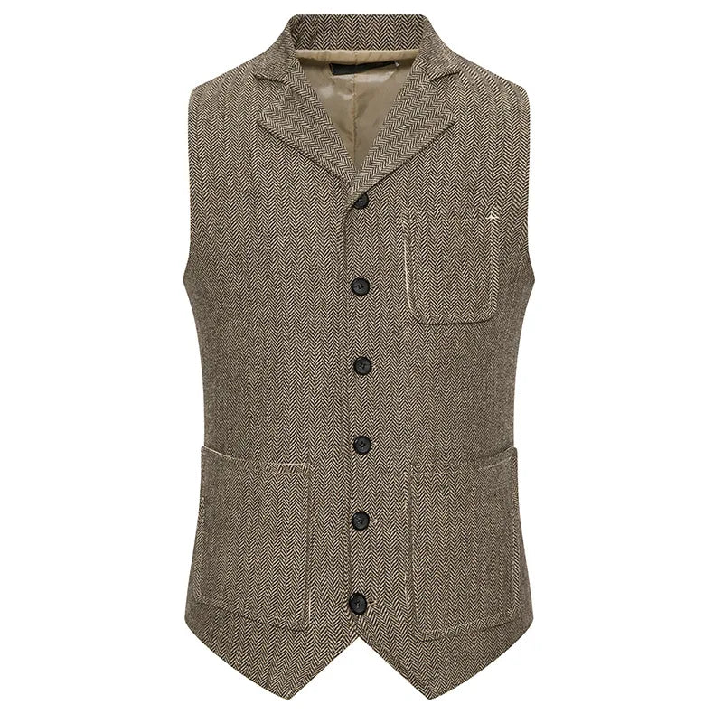 Stijlvolle Heren Herringbone Denim vest | Tijdloos Design voor Lente en Herfst - Aliston