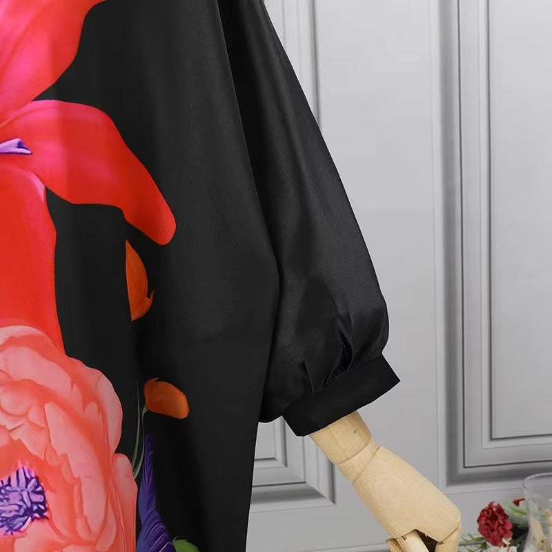 Bloemen Midi-Jurk | Boho-Jurk met 3/4 Vleermuismouwen voor Dames - Madise