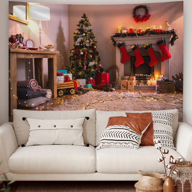 Groot Wandtapijt voor Kerstmis | Muur Hangend Kerstdecor  - TapesWall