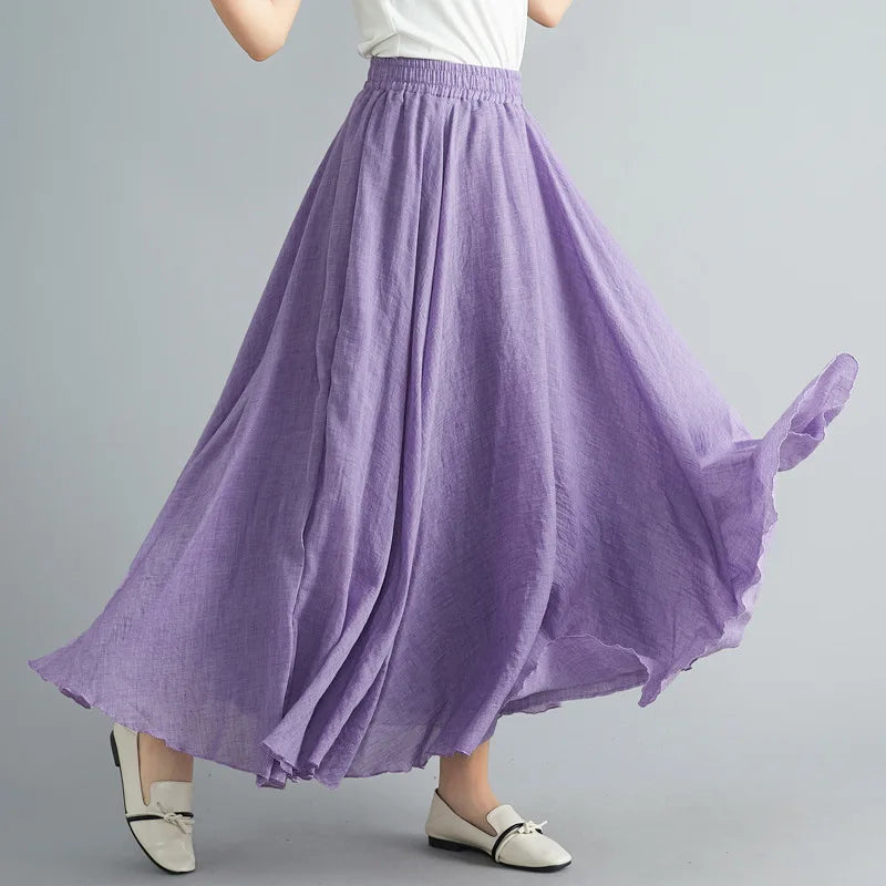 Hoge Taille Linnen Maxi Rok | Tijdloze Elegantie voor Lente & Zomer - Miriam