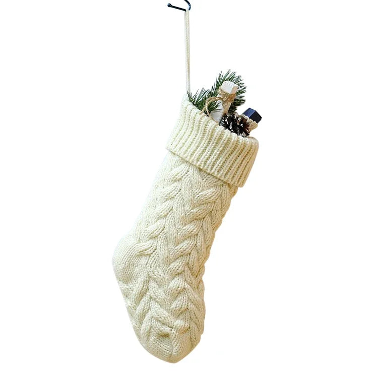Gebreide Kerstmis decoratie sok | Kerstmis sfeer decoratie | Ornamenten Rood Wit Kerstmis Sok - Macey